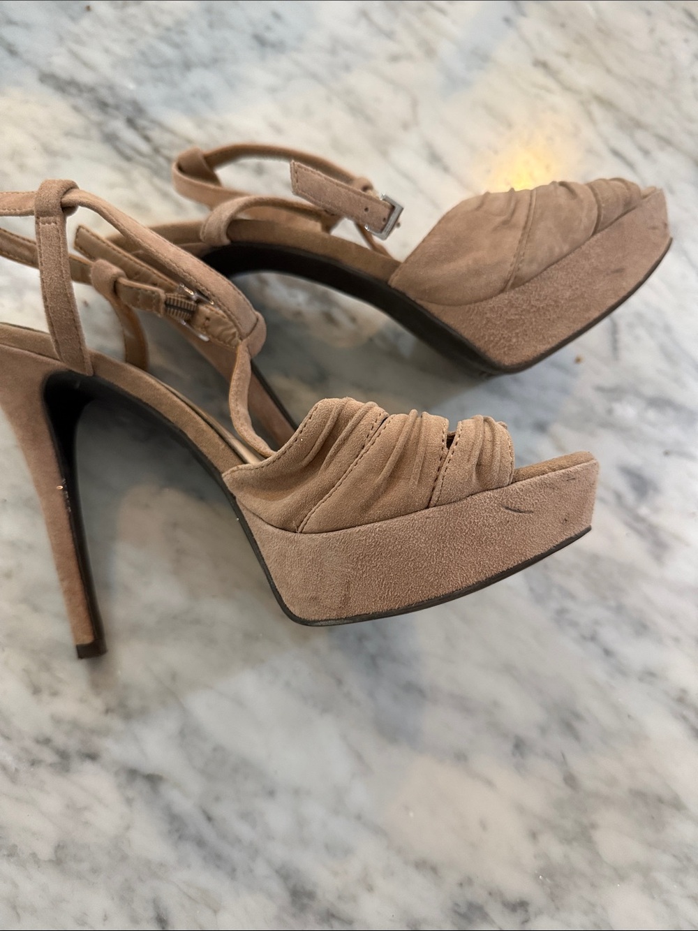 Jessica simpson Taupe Suede Strappy Slingback Heels
